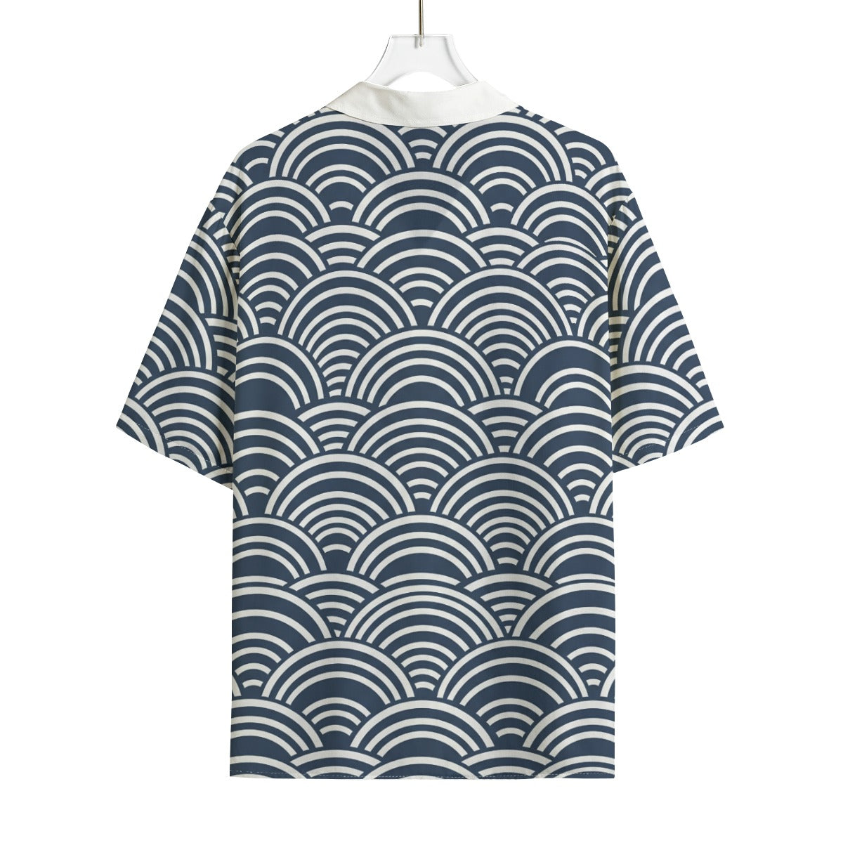 Seigaiha Wave Pattern Short Sleeve Shirt Traditional Japanese Ocean Motif | Tengura Store