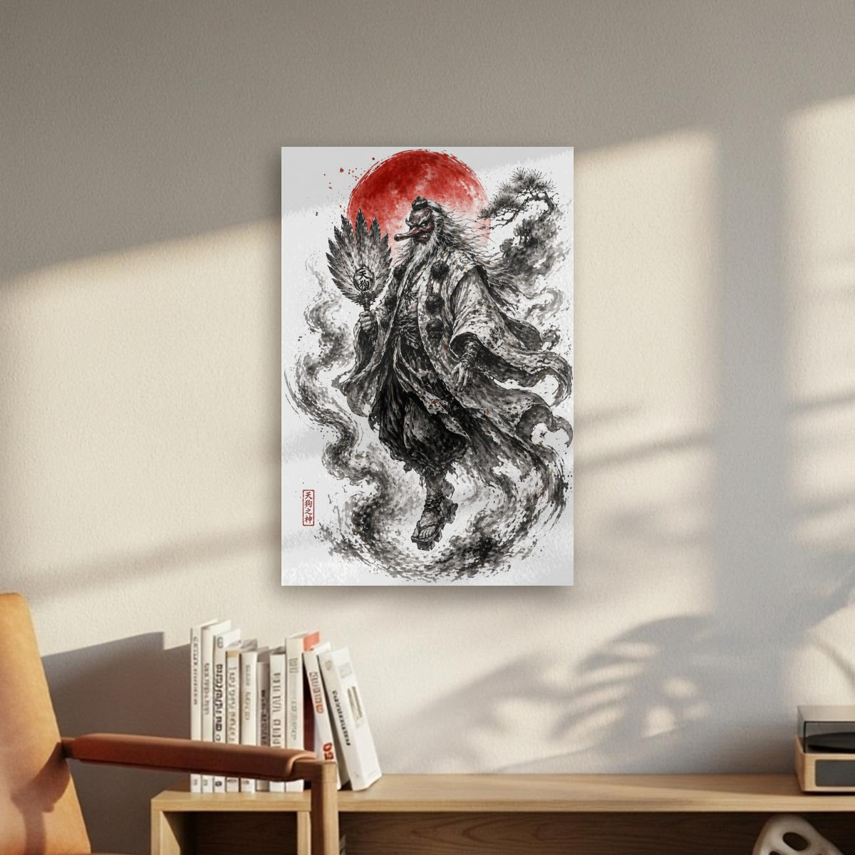 Tengu Mountain Spirit Sumi-e Canvas Print | Tengura Store