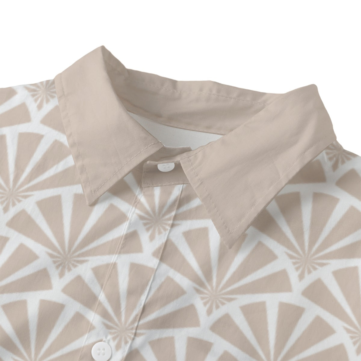 Camisa japonesa bege com padrão tradicional de leques | Tengura Store