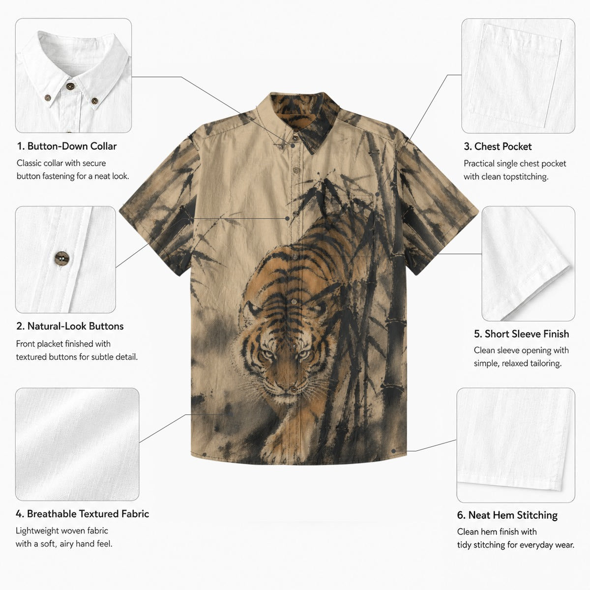 Tiger in Bamboo Forest Shirt | Tengura Store