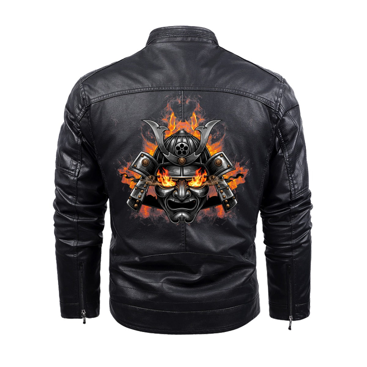 Golden Samurai Mask Bomber Jacket Flames black | Tengura Store