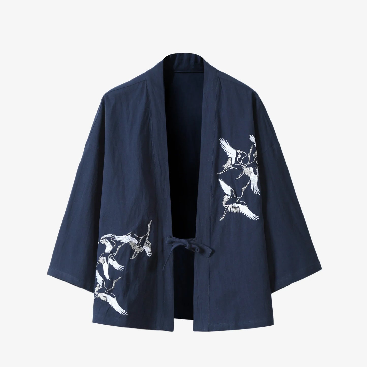 Japanese Haori Jacket - Crane Kimono Cardigan navy | Tengura Store