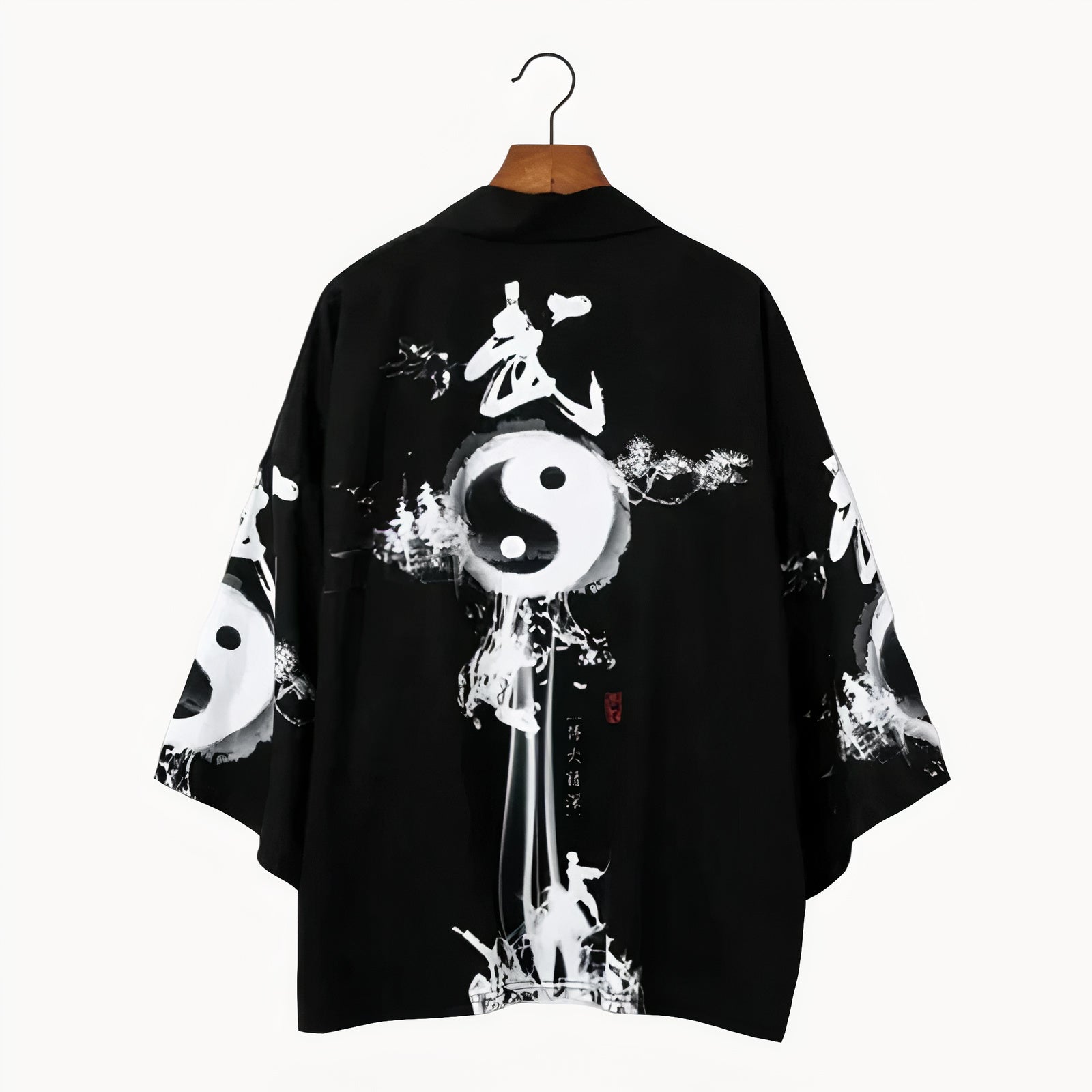 Men’s Haori Jacket - Yin Yang Artwork in Black & White | Tengura Store