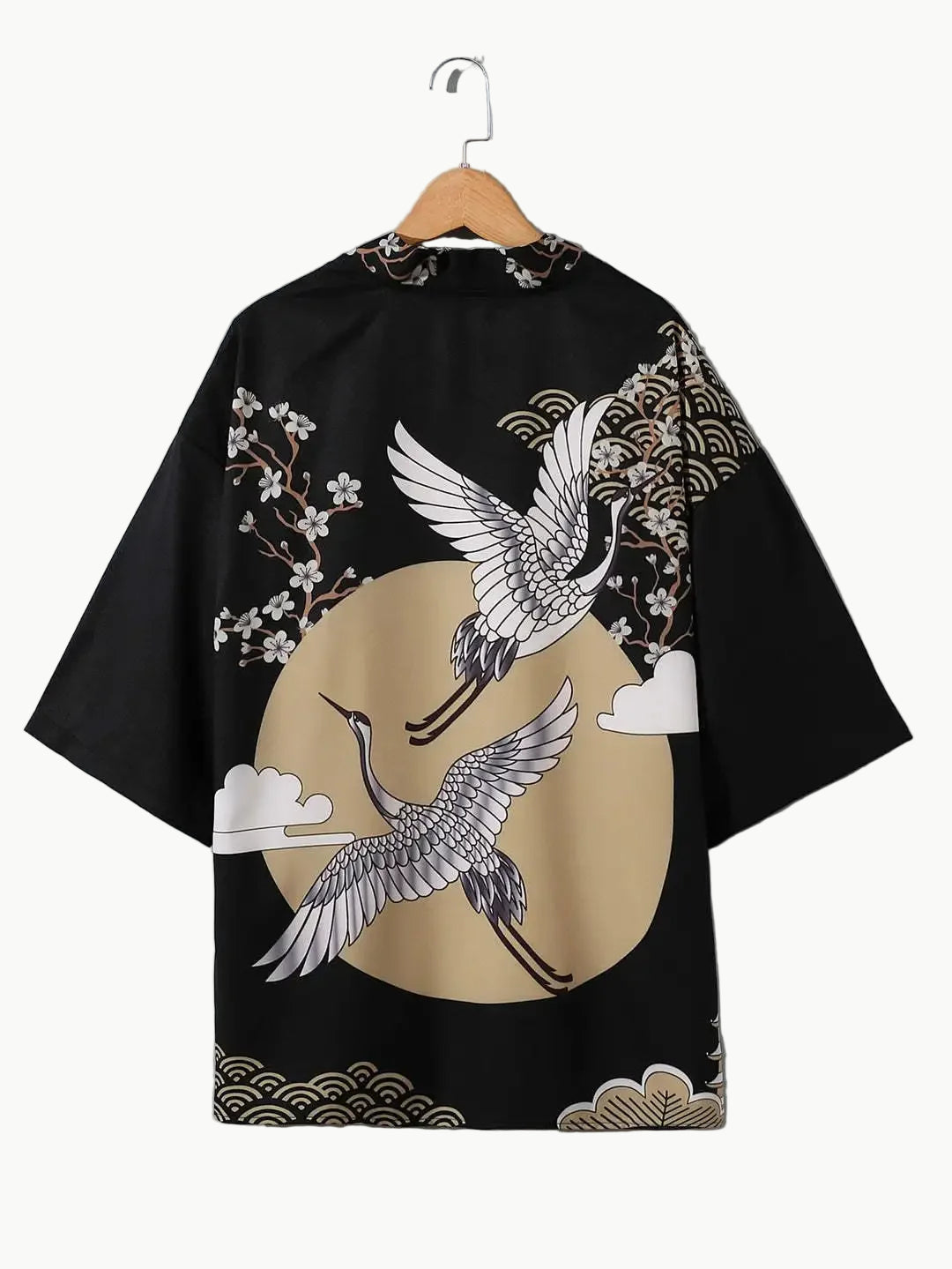 Japanese Haori Jacket - Pagoda & Crane Print | Tengura Store