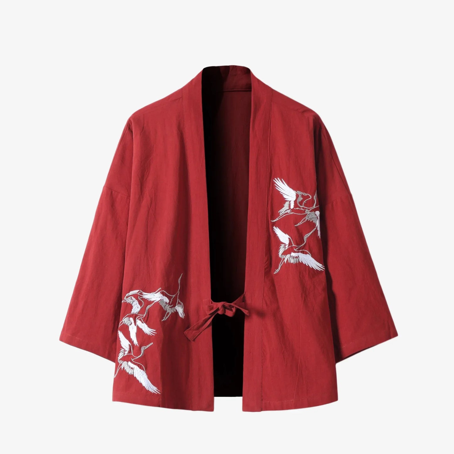 Japanese Haori Jacket - Crane Kimono Cardigan red | Tengura Store