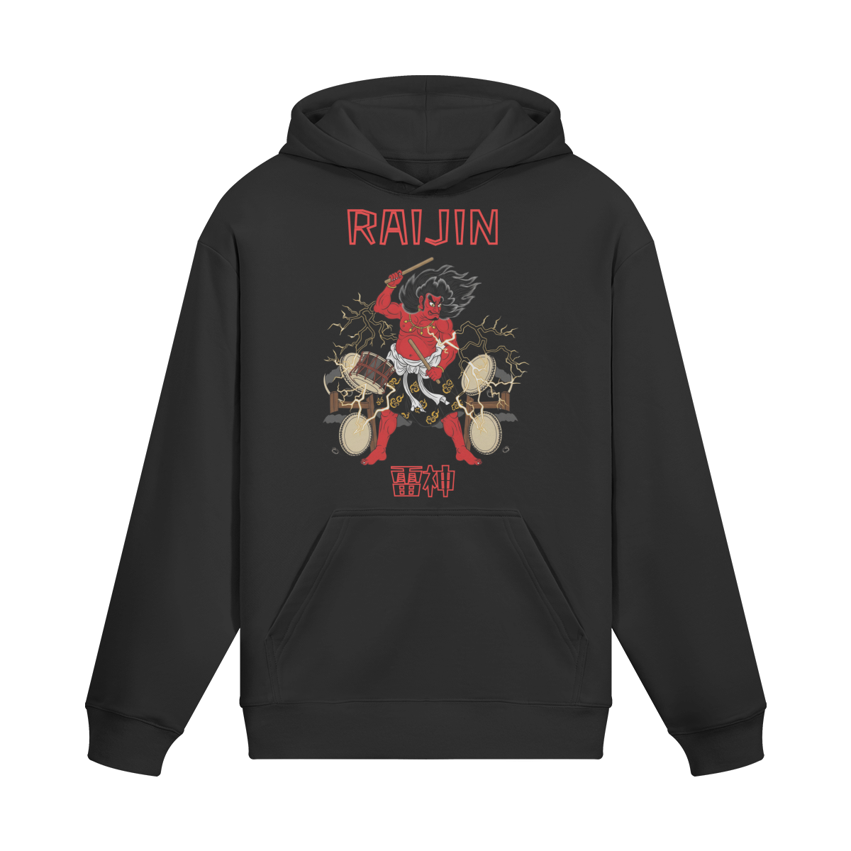 Raijin Thunder God Japanese Streetwear Hoodie Black | Tengura Store