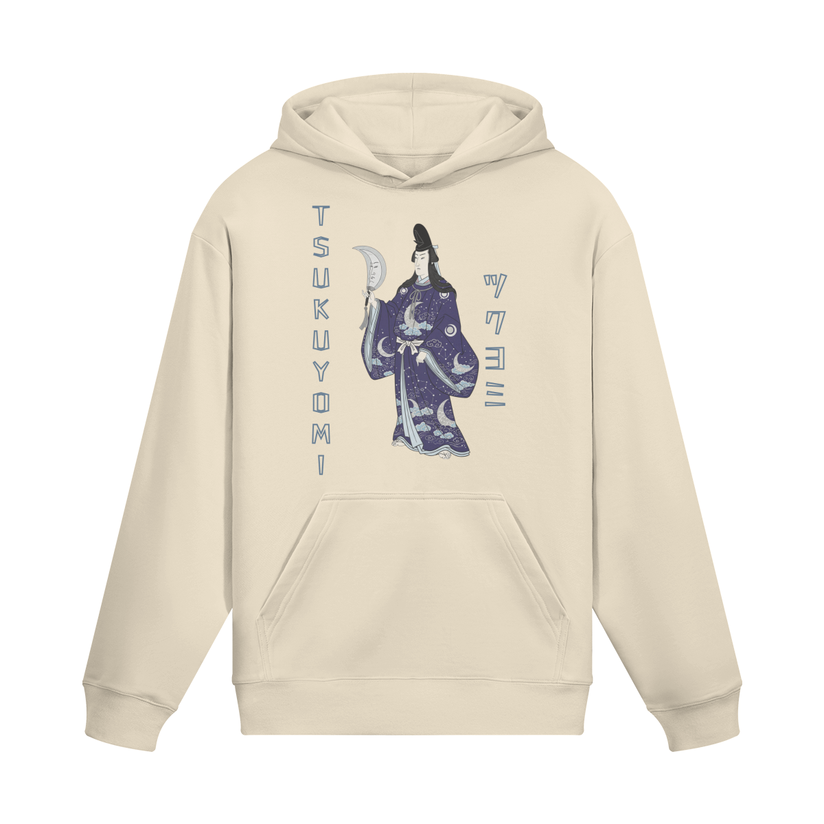 Tsukuyomi Moon God Japanese Hoodie Beige | Tengura Store