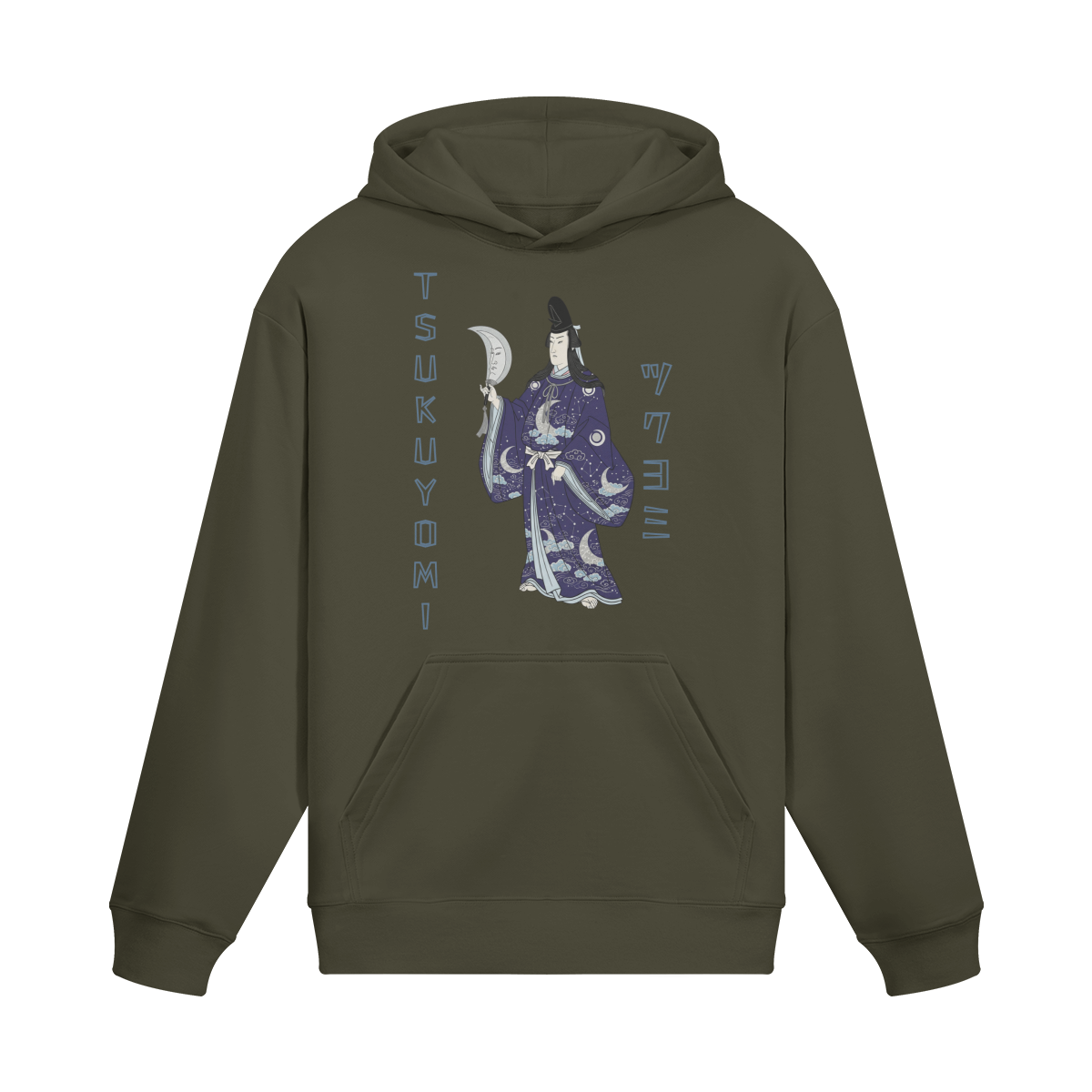 Tsukuyomi Moon God Japanese Hoodie Charcoal Grey | Tengura Store
