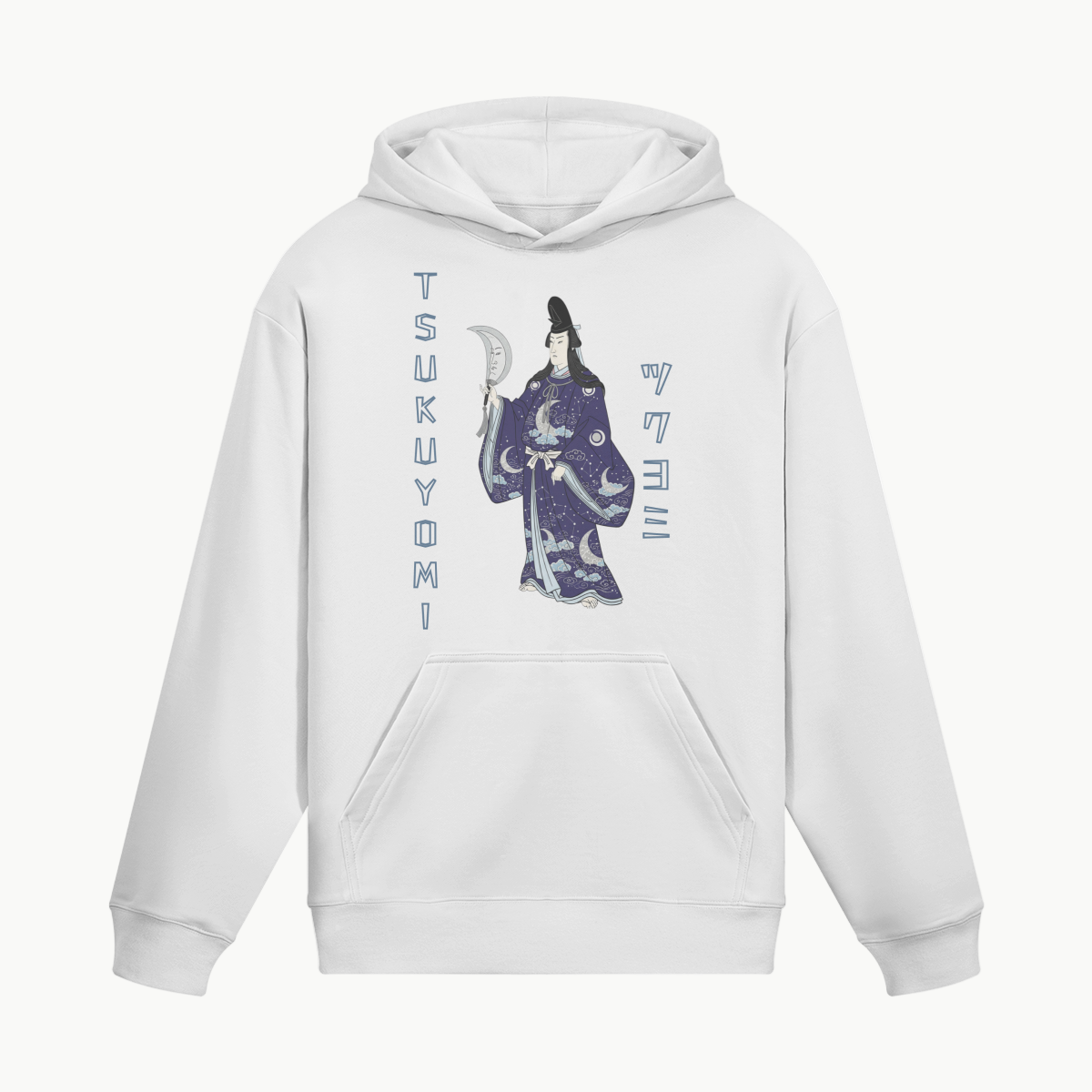 Tsukuyomi Moon God Japanese Hoodie White | Tengura Store