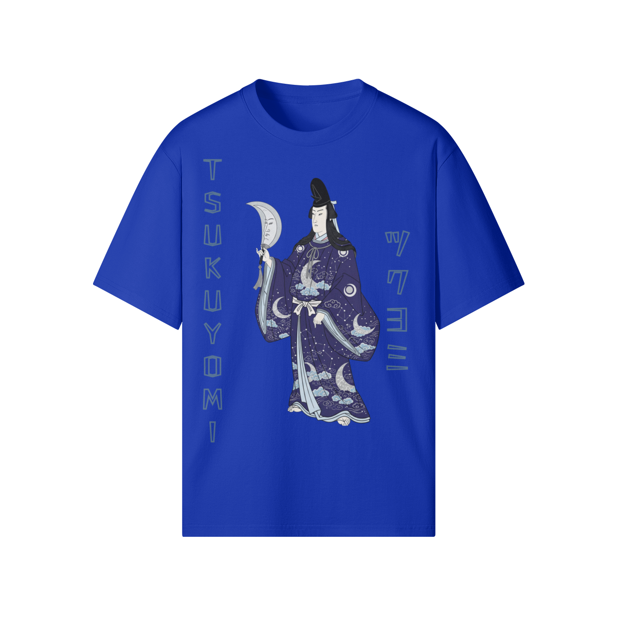 Japanese T-Shirt Tsukuyomi Moon God Traditional Ukiyo-e Art Design Fun Blue | Tengura Store