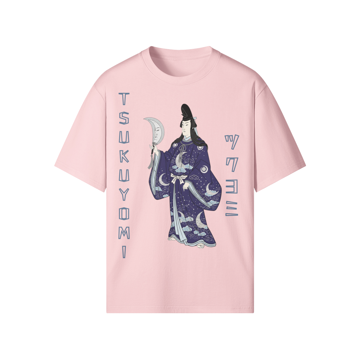 Japanese T-Shirt Tsukuyomi Moon God Traditional Ukiyo-e Art Design Pink | Tengura Store