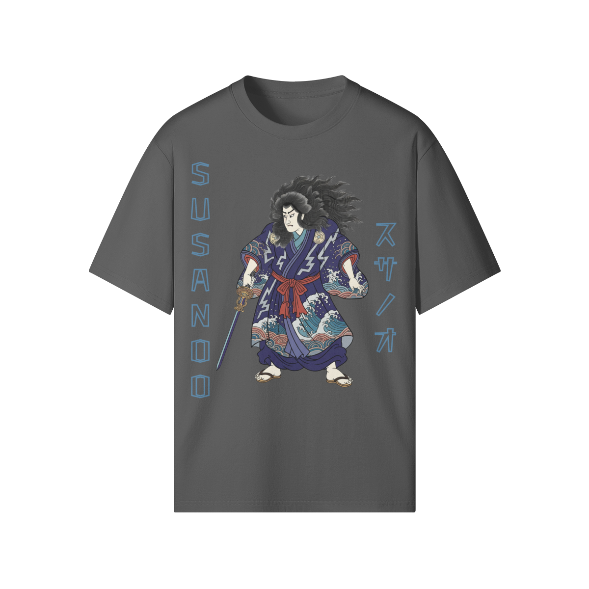 Japanese T-shirt Susanoo Storm God of Seas and Thunder Gray | Tengura Store