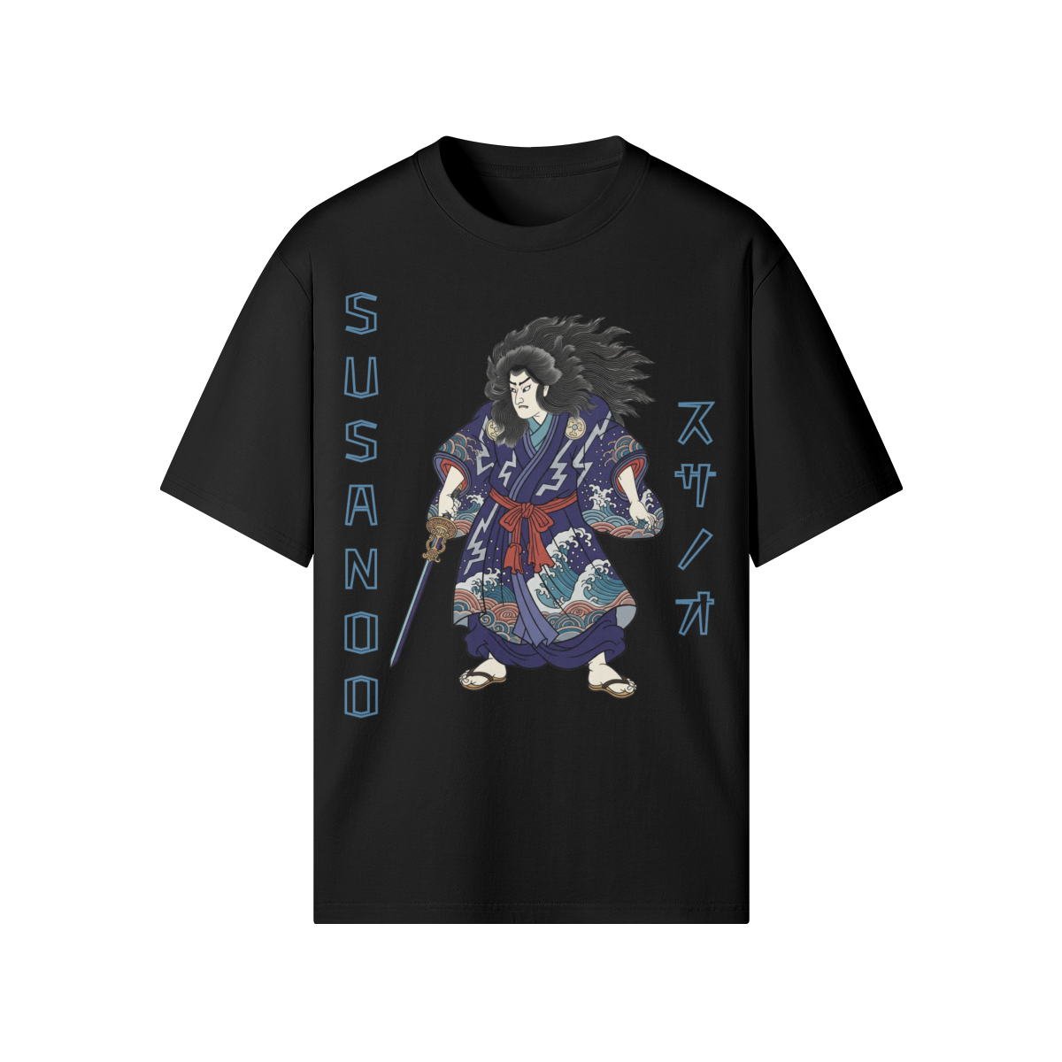 Japanese T-shirt Susanoo Storm God of Seas and Thunder Black | Tengura Store