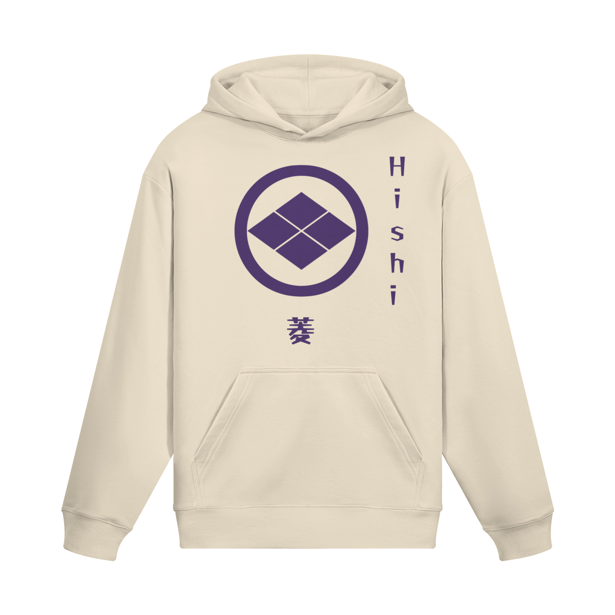 Samurai Clan Hoodie Hishi Family Crest Beige | Tengura Store