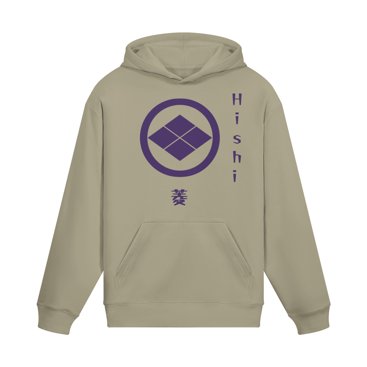 Samurai Clan Hoodie Hishi Family Crest Sand Beige | Tengura Store