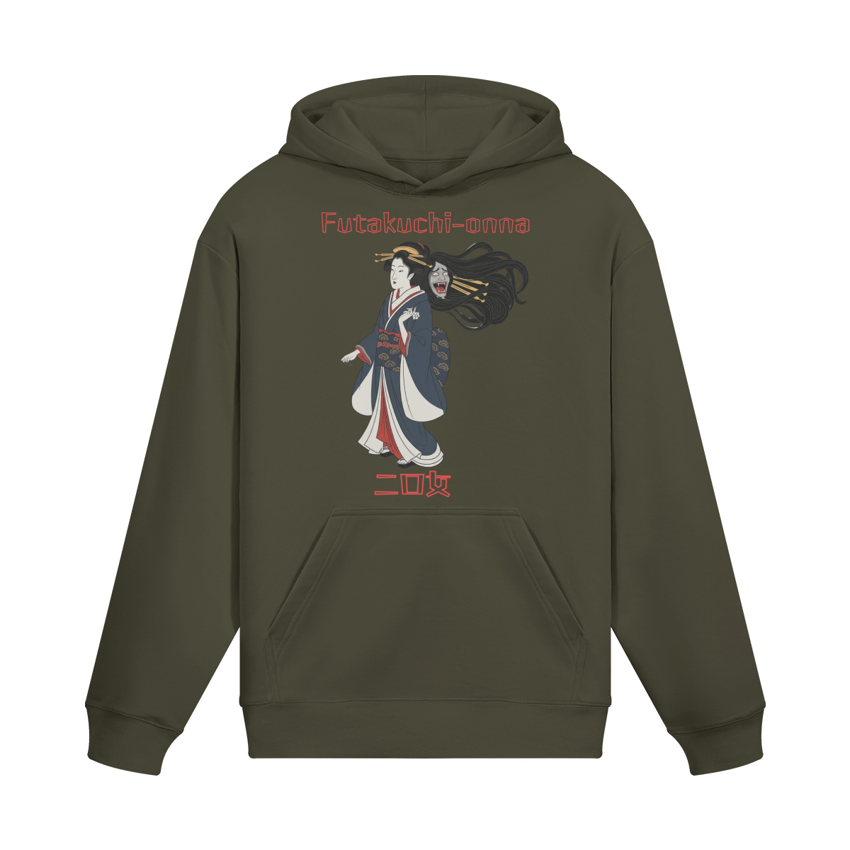 Futakuchi Onna Mythical Yokai Hoodie Charcoal Grey | Tengura Store