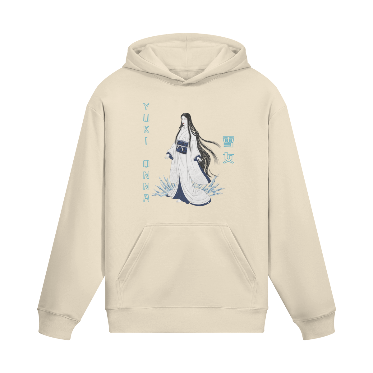 Yuki Onna Japanese Folklore Snow Spirit Hoodie Beige | Tengura Store