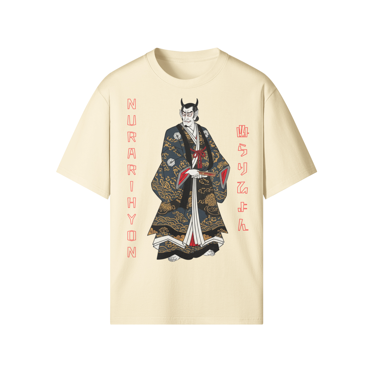 Nurarihyon Yokai T-Shirt Japanese Folklore Beige | Tengura Store