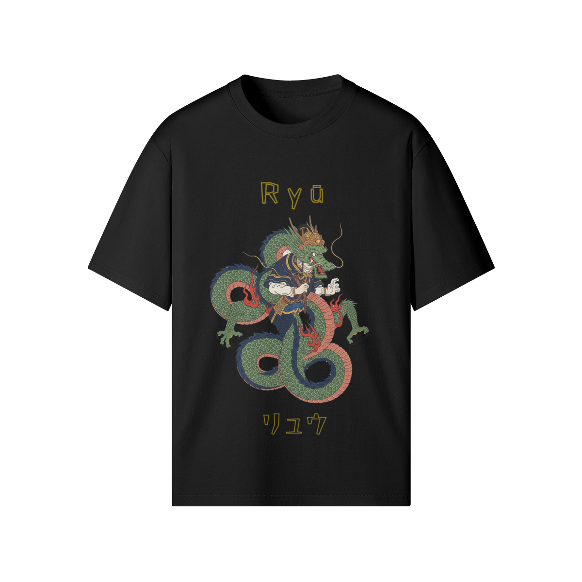 Ryu Dragon T-Shirt Japanese Mythical Print Black | Tengura Store