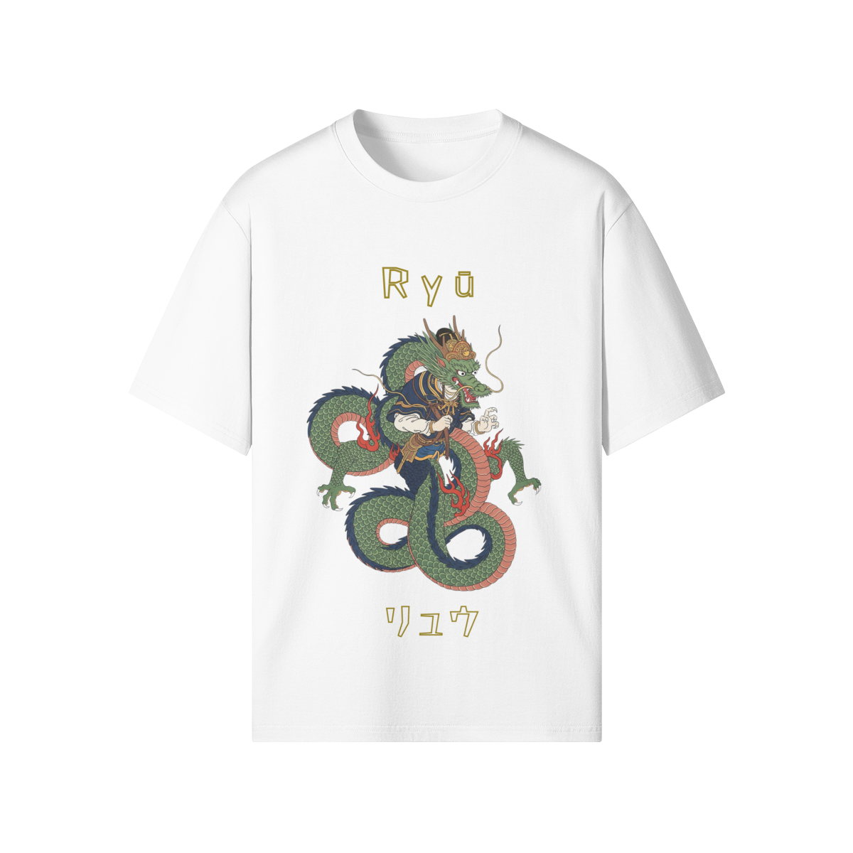 Ryu Dragon T-Shirt Japanese Mythical Print White | Tengura Store