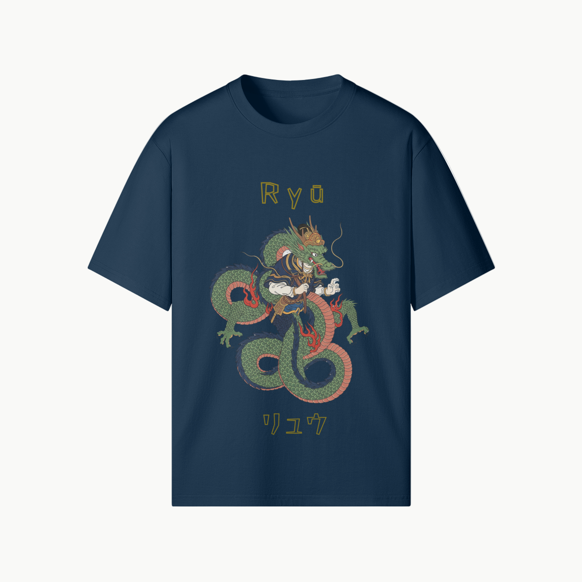 Ryu Dragon T-Shirt Japanese Mythical Print Indigo Blue | Tengura Store