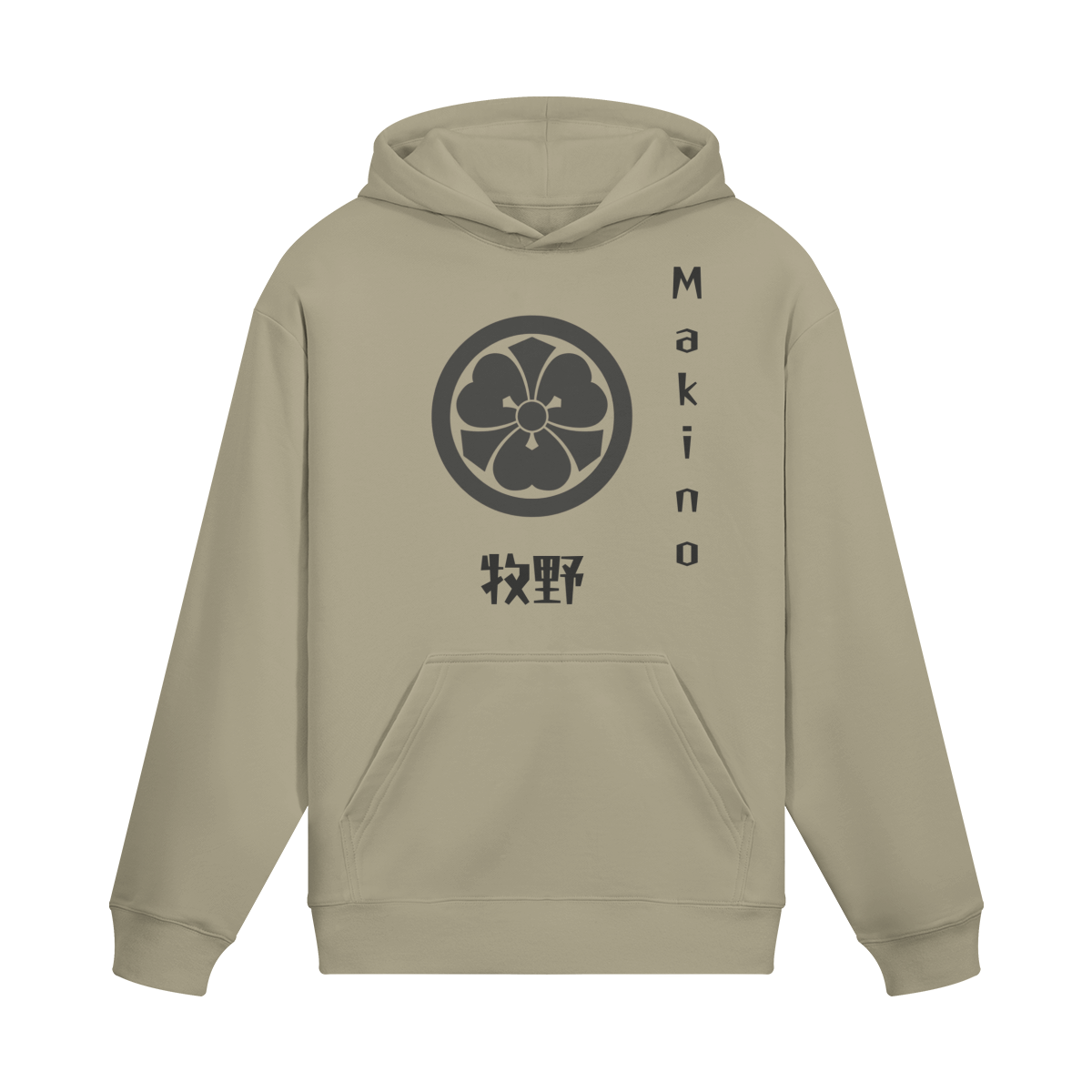 Makino Clan Hoodie Samurai Crest Emblem Sand Beige | Tengura Store