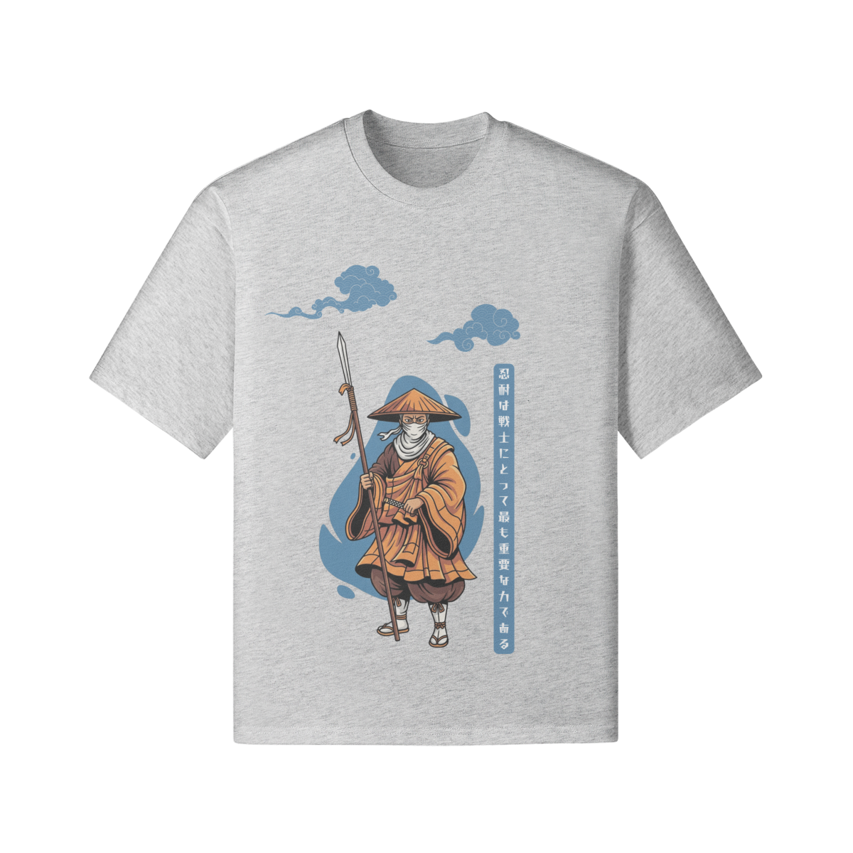 Ronin Warrior Japanese T-Shirt Ukiyo-e Style Heather Gray | Tengura Store