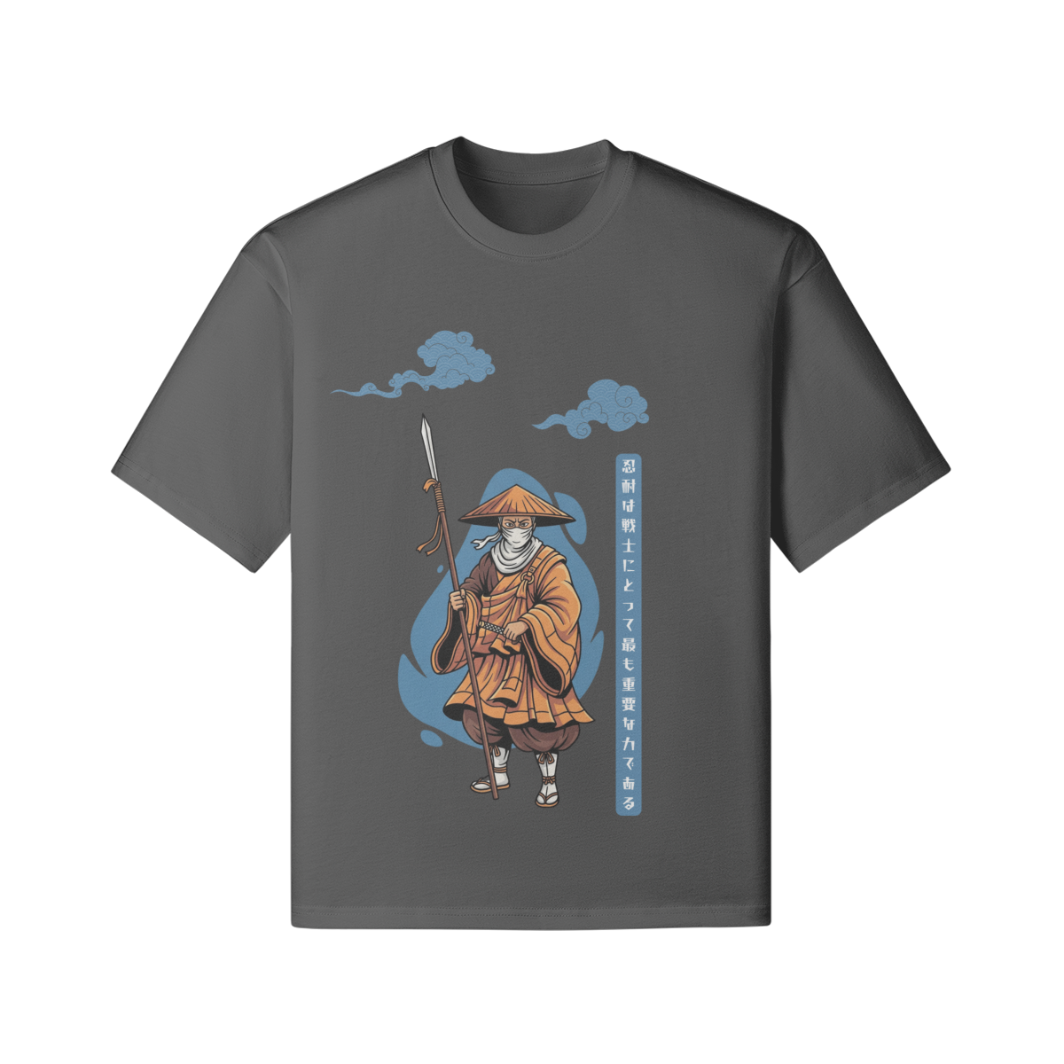 Ronin Warrior Japanese T-Shirt Ukiyo-e Style Graphite Gray | Tengura Store
