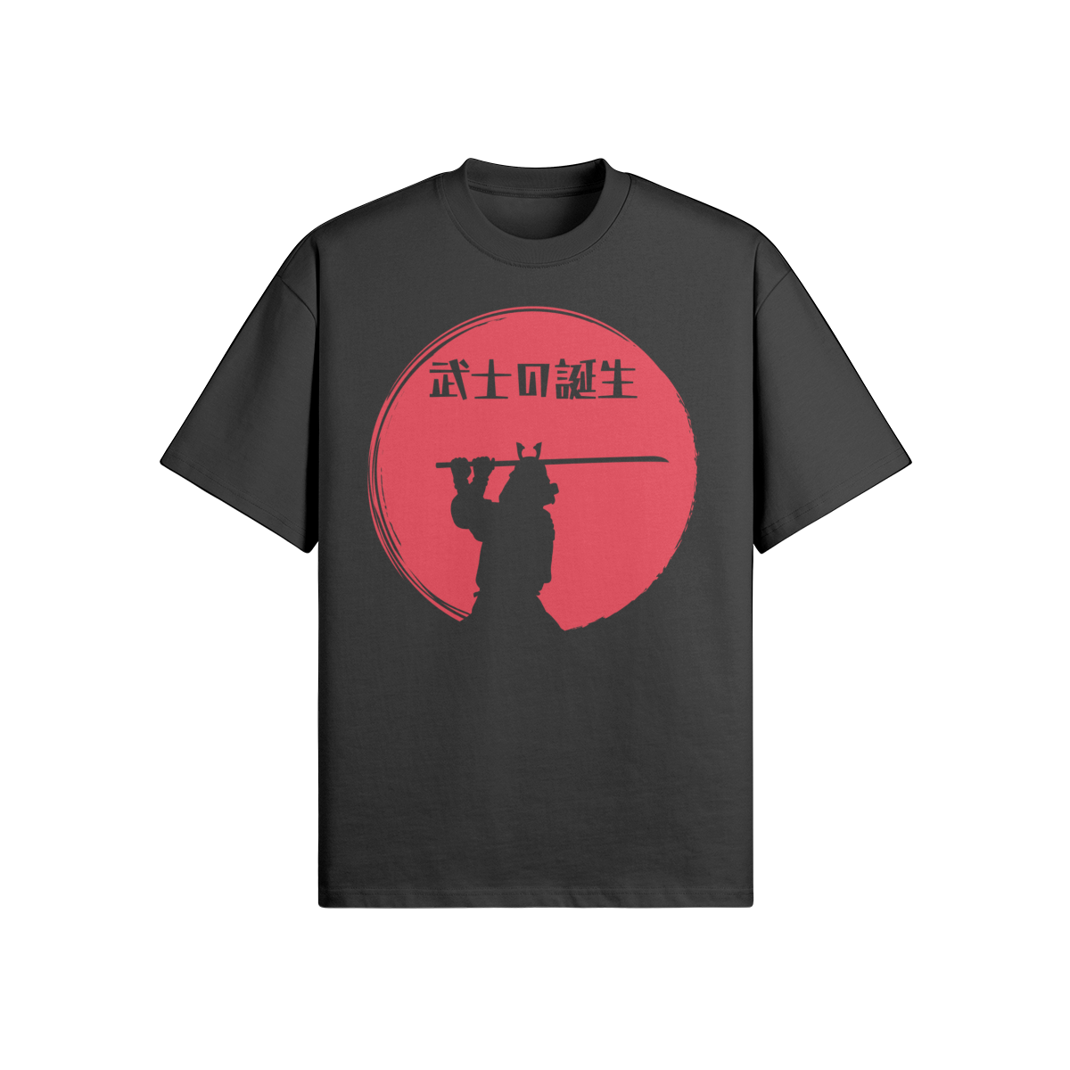Samurai Warrior T-Shirt Red Sun Silhouette Black | Tengura Store