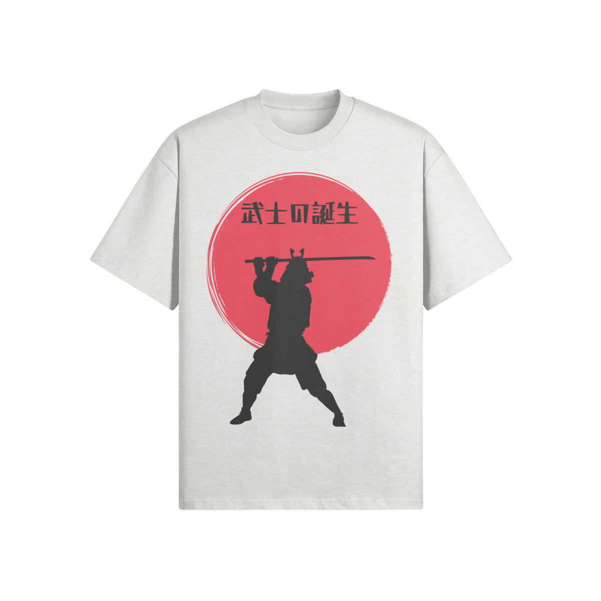 Samurai Warrior T-Shirt Red Sun Silhouette Heather Gray | Tengura Store