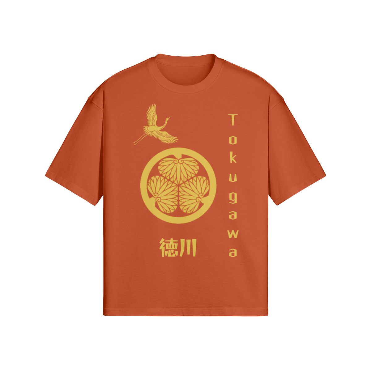 Tokugawa Clan Japanese T-Shirt Golden Crest Orange | Tengura Store
