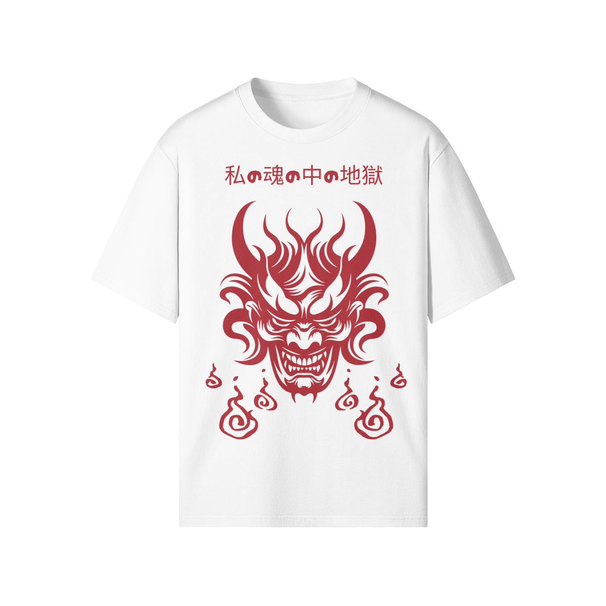 Japanese Oni Demon T-Shirt Pink Hannya Mask White | Tengura Store
