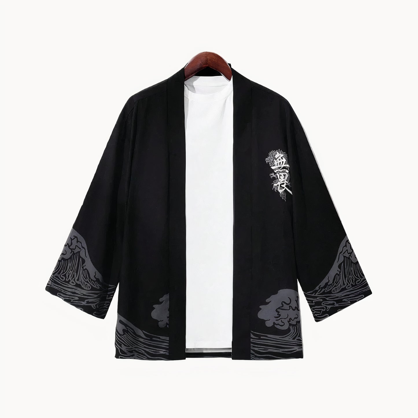Giacca Haori Giapponese - Motivo Kanji e Onde