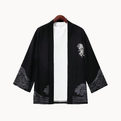Giacca Haori Giapponese - Motivo Kanji e Onde