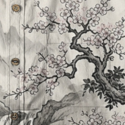 Japanese Sumi-e Shirt | Bridge and Koi Fish | 140 gsm Cotton | Tengura Store