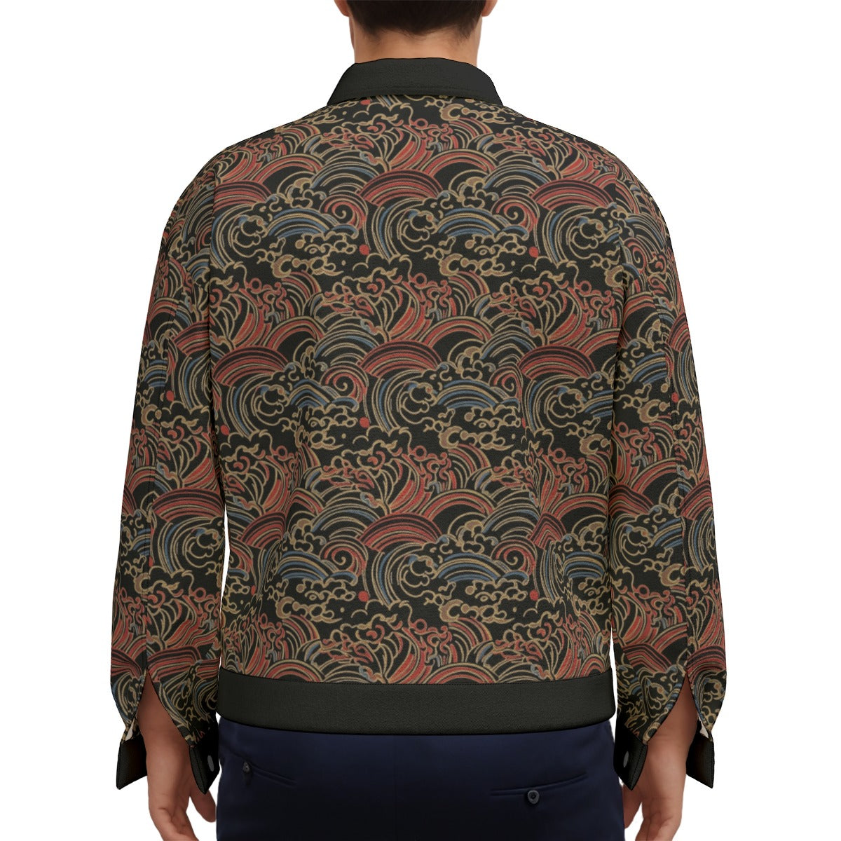 Ukiyoe Waves Pattern Jacket Japanese-Inspired | Tengura Store