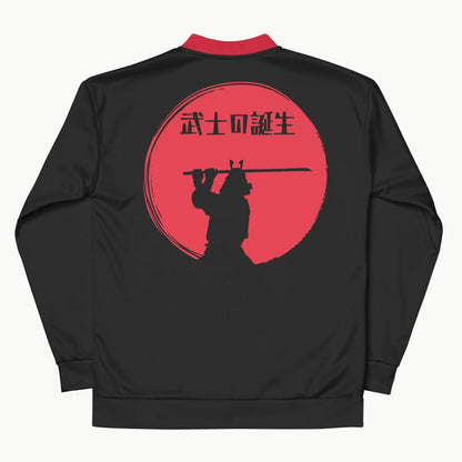 Black Samurai Varsity Jacket with Red Rising Sun Design 3XL | Tengura Store