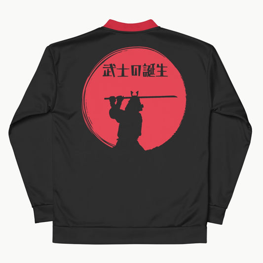 Black Samurai Varsity Jacket with Red Rising Sun Design 3XL | Tengura Store