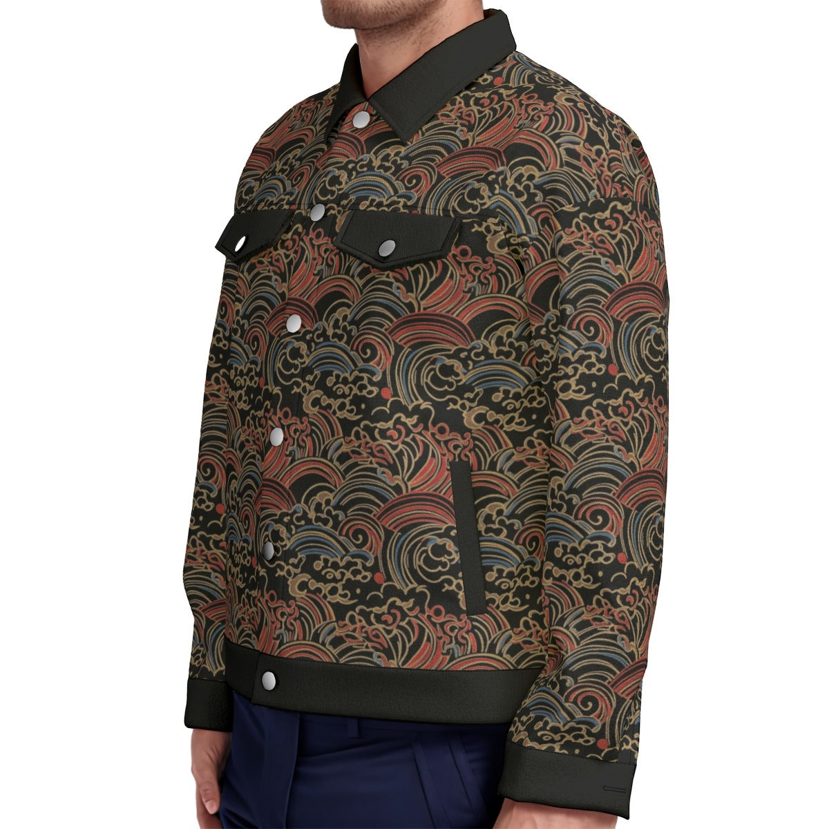Ukiyoe Waves Pattern Jacket Japanese-Inspired | Tengura Store