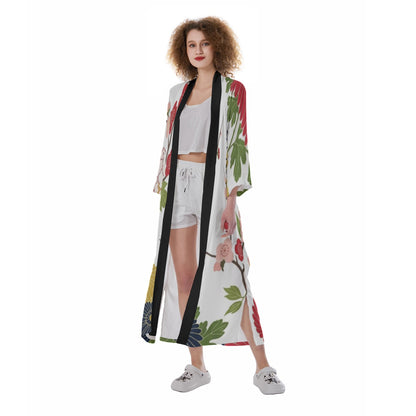 White Chrysanthemum Floral Japanese Kimono | Tengura Store