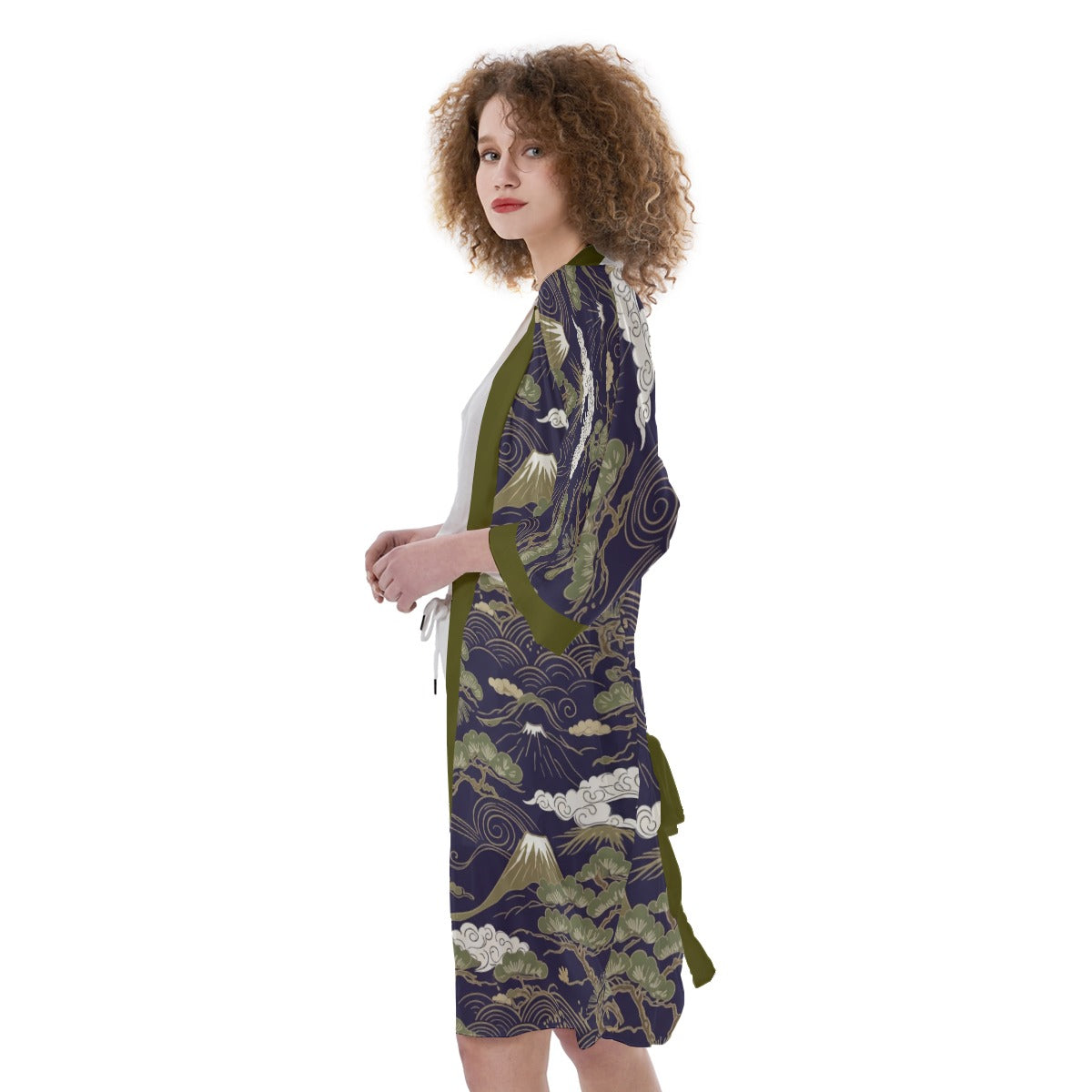 Mount Fuji Kimono Haori Green Trim | Tengura Store