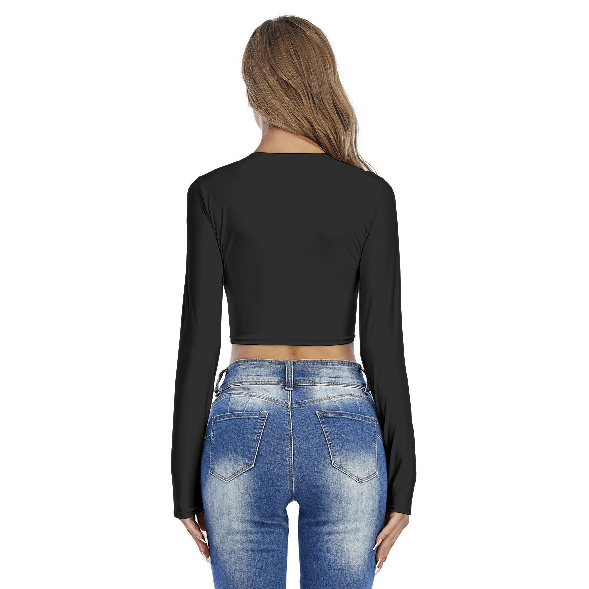 Japanese Crane Long Sleeve Crop Top Rising Sun | Tengura Store