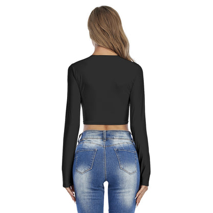 Japanese Crane Long Sleeve Crop Top Rising Sun | Tengura Store