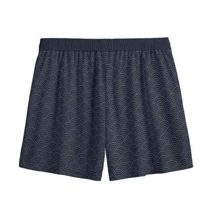 Navy Seigaiha Wave Pattern Japanese Shorts | Tengura Store