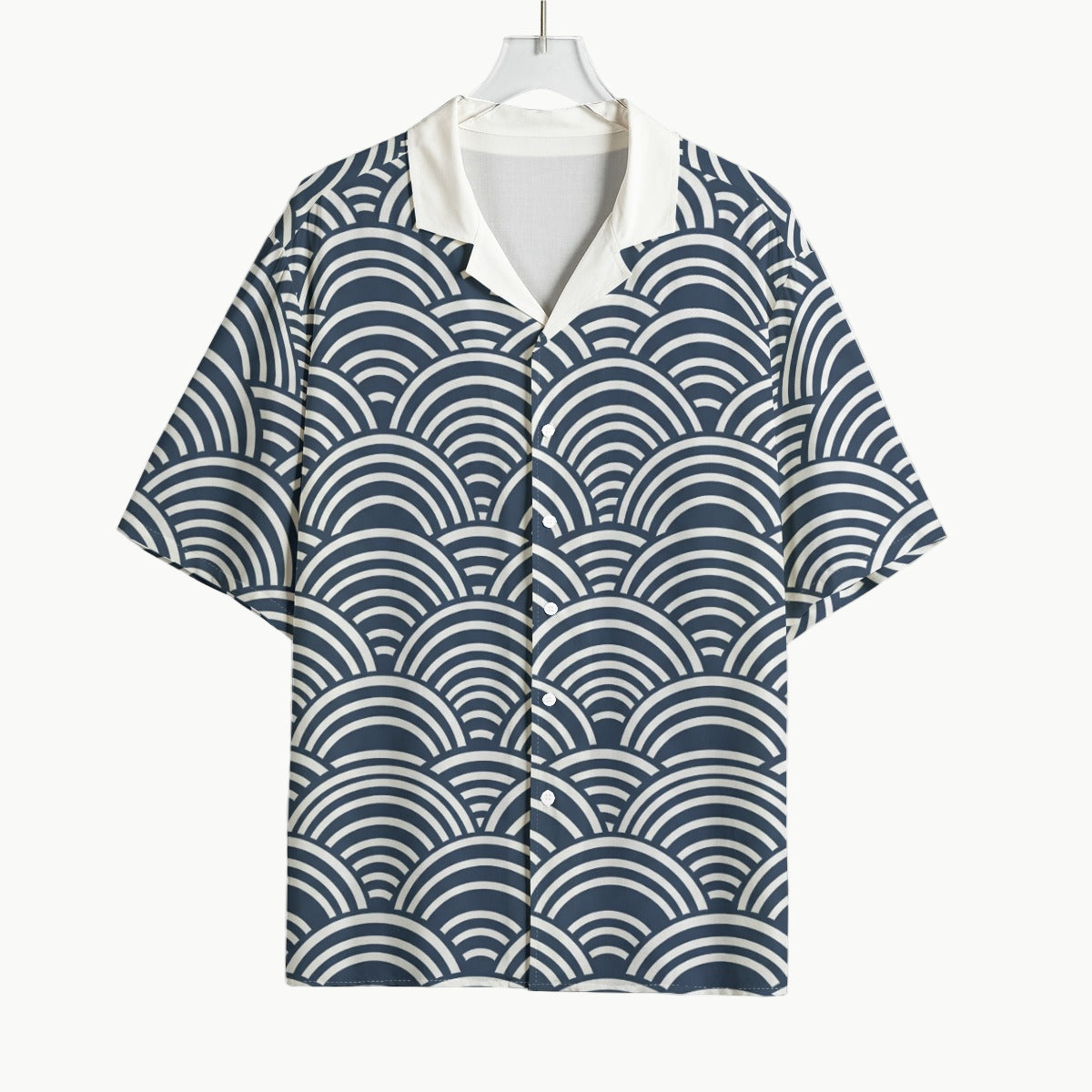 Seigaiha Wave Pattern Short Sleeve Shirt Traditional Japanese Ocean Motif | Tengura Store
