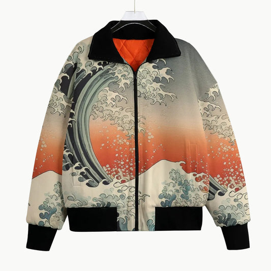 Japanese Sunset Wave Bomber Jacket