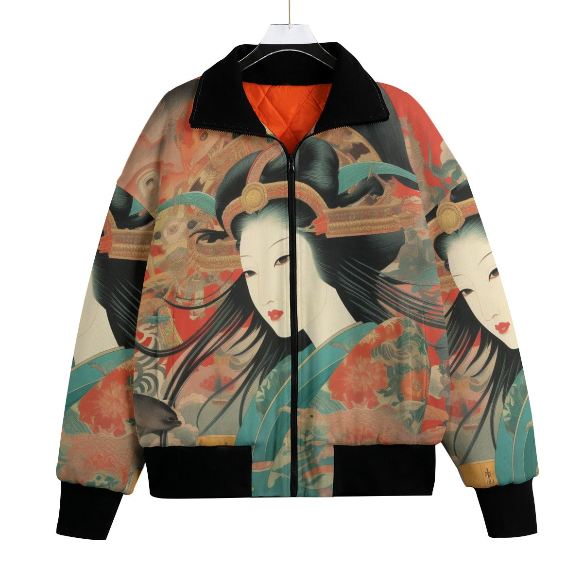 Japanese Geisha Portrait Art Bomber Jacket | Tengura Store