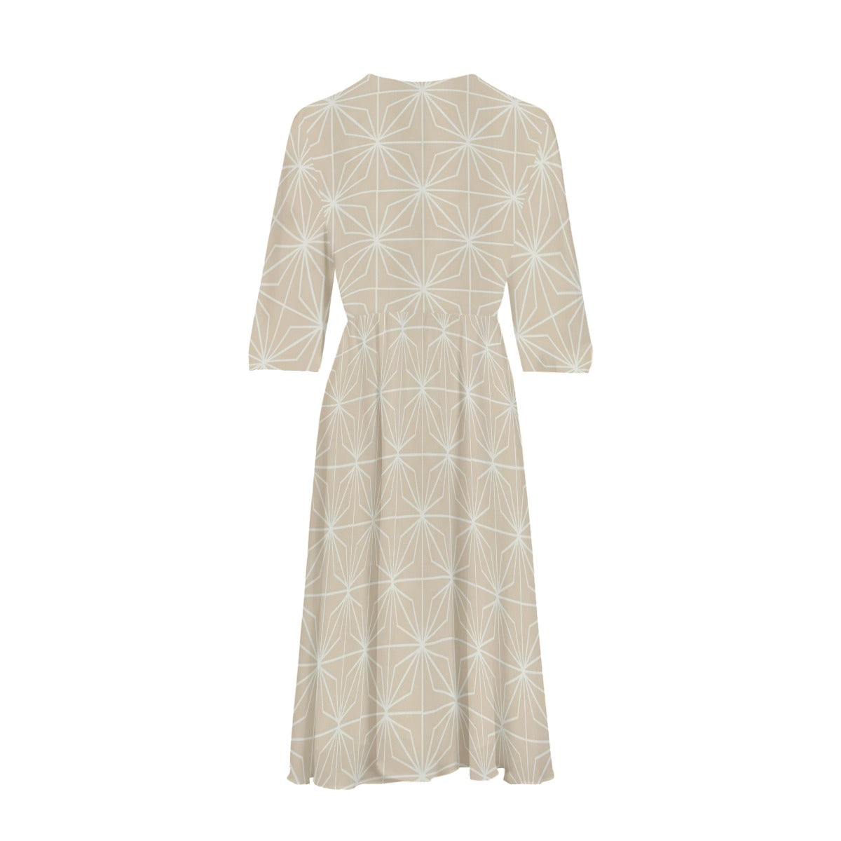 Beige Asanoha V-neck Wrap Dress | Tengura Store