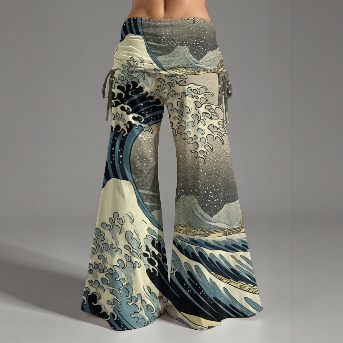 Pantalon hakama japonais à jambes larges, motif Grande Vague | Tengura Store