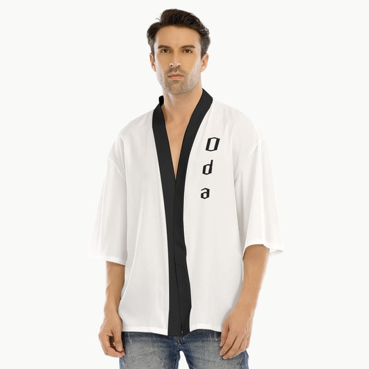 White Kimono Style Shirt Oda Clan Crest | Tengura Store